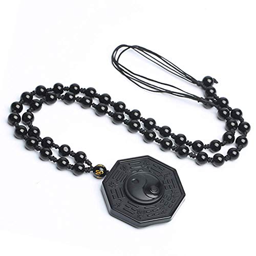 Natural Obsidian Necklace Lucky Amulet Protection Pendant with Adjustable Bead Chain Black Crystal Talisman Spiritual Jewelry Gift for Men Women4
