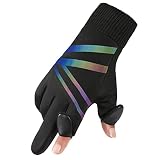 Flip Cover Gloves Exposed Two Fingers Winter Waterproof Cold Outdoor Cycling Driving Fishing Dazzlin