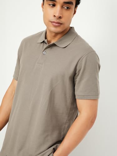 Image of Max Mens Cotton Blend Regular Fit Half Sleeves Solid Polo T-Shirt