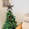 BinaryABC Christmas Tree Topper Star,Glittering Christmas Tree Decoration Ornaments,20cm (Black)