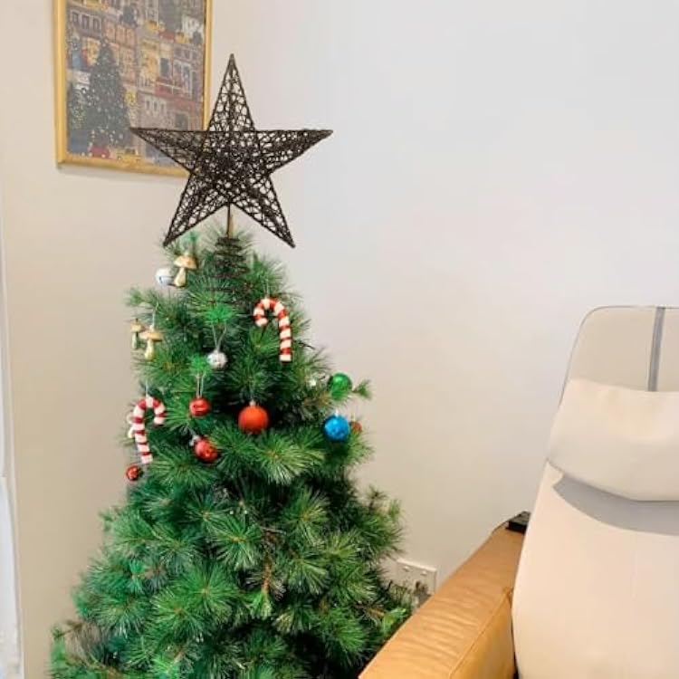 BinaryABC Christmas Tree Topper Star,Glittering Christmas Tree Decoration Ornaments,20cm (Black)