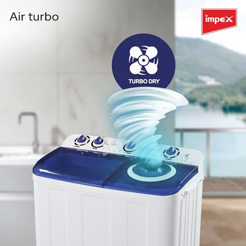 Impex 10 Kg Semi Automatic Washing Machine,Air Turbo,Low noise motor system, Collar scrubber,Turbo Dry, Wash Buzzer And Soak Function, 2 Years Warranty
