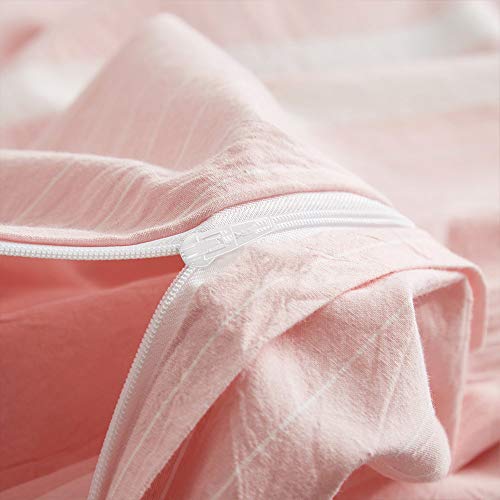 Hyprest 100% Cotton Duvet Cover Twin - Pink Striped Duvet Cover Soft Comfortable Cute Light Pink Comforter Cover Bedding Set #TOP4