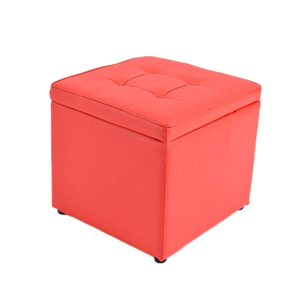 Repose-pieds en cuir rouge multi-usage | Tabouret 40 cm