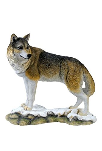 Hand-Painted Resin Lone Wolf Figurine with Naturalistic Details
