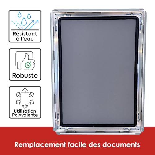 Cadre Snap résistant à l'eau A3 Deflecto avec profilé argenté de 25 mm - 7