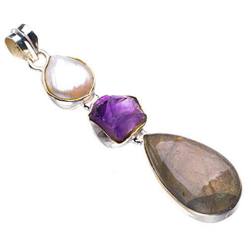Pendentif Labradorite bleue et argent 925 fait main vintage unique