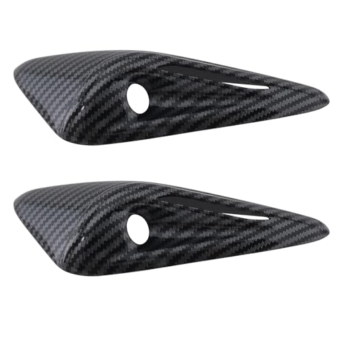 ECSiNG 2pcs Cubierta Protectora para Cámara Lateral de Señal de Coche Compatible con Tesla Model Y Y Model 3 2024 HW4.0 163 X 54 Mm Patrón de Fibra de Carbono Brillante