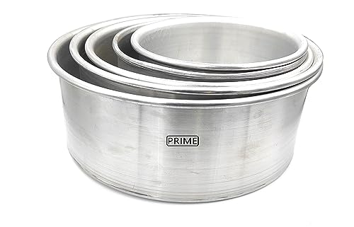 Image of Prime Bakers and Moulders Round Cake Baking Pan Aluminum Tin Mold for Oven (6,7,8,9,10 Inch)