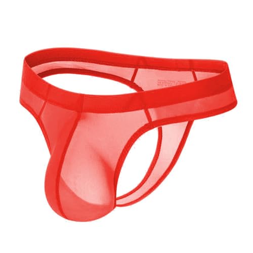 ABAFIP Men's Ice Silk G-string Thongs Low Rise Mesh Sheer Sexy Pouch Jockstraps T-Back Bikini Underpants - Main Image