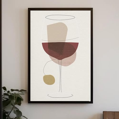 Affiche abstraite verre à vin TONGYINLI toile minimaliste bohème déco cuisine bar 30x40cm