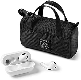 Ringke Mini Pouch [Sports Bag] with Carabiner, Nylon Carrying Pouch Small Bag for AirPods, Galaxy Buds, Earphones, Cards, ID - Black