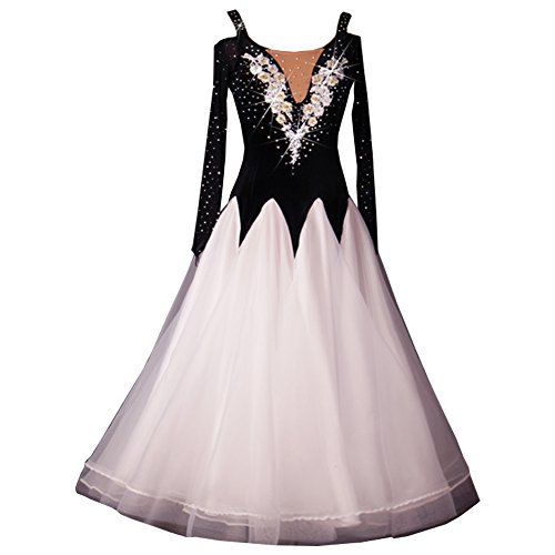 YC WELL Ballroom Dance Dresses Competition Dress Modern Waltz Flamenco Dance Costumes(L)