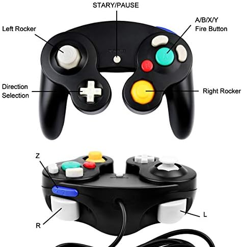 Beinhome Wired Gamecube Controller for Nintendo Wii Wii U,Classic Video Game Remote Joypad Gamepad Joystick Controller Compatible with Nitendo Gamecube/Wii Console,Black