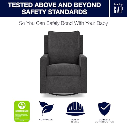 Image of babyGap Harlowe Power Recliner with USB-A and Type-C Ports by Delta Children - Greenguard Gold Certified - Stain-Resistant Performance Fabric is Oeko-TEX Standard 100 Certified, Charcoal