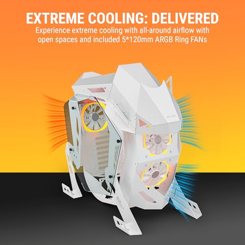 Image of Ant Esports Cypher G5 Mid-Tower ATX Computer Case /Gaming Cabinet - White | Support, Micro-ATX, Mini-ITX | Pre-Installed 5 ARGB-PWM Remote Controlled Fans