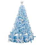 Blauw Fluwelen Kunstkerstboom, Dichtvertakte Kerstboom Met Lichtjes, Inclusief Ornamenten, Perfect Voor Thuisdecoratie(3m/10ft)