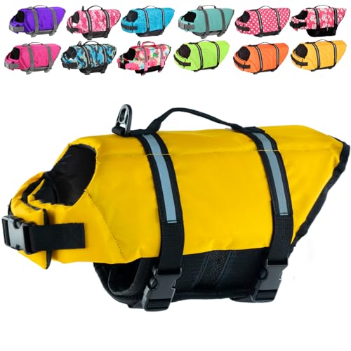 Doglay Dog Life Jacket with Rescue Handle, Dog Life Vest for Swimming Boating, Adjustable Reflective Puppy Swim Vest with Superior Buoyancy for Small Medium Large Dogs