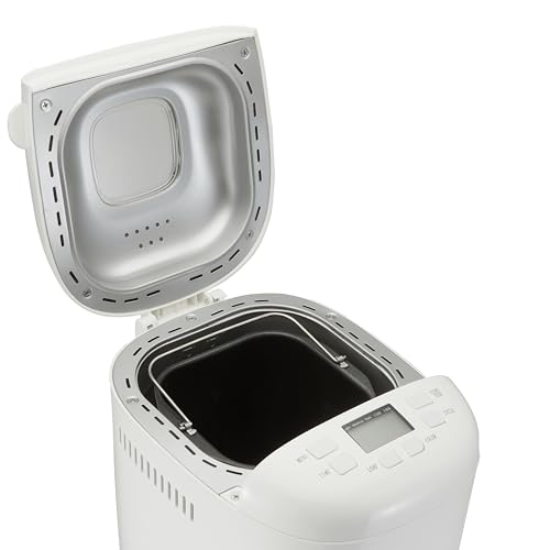 Amazon Basics Programmable Bread Maker, 2 Pound Non-Stick Automatic Bread Making Machine, 14 Settings for Breads, Doughs, Gluten-Free Options and More, LCD Display, White