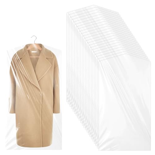 40 Pcs Dry Cleaning Bag for Hanging Clothes, 60 x 120 cm Clear Plastic Garment Bags, Clothing Protector Covers, Hanging Dust-proof Garment Bags for Dry Cleaner, Home Storage, Travel (47.2 x 23.6 In)