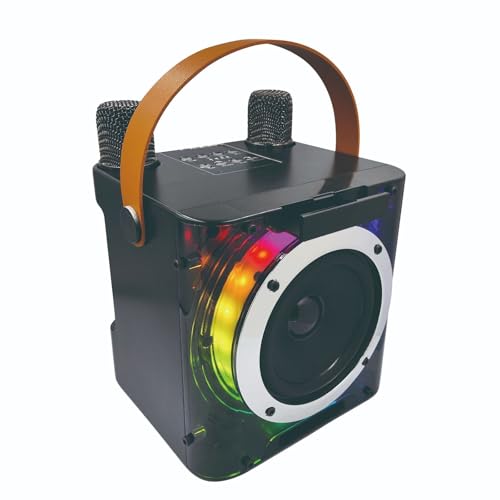 ROYHH Karaoke Machine with 2 Microphones BT Microphone and Speaker KTV Set with RGB Light Effects Handheld Mic Lightweight Portable Karaoke System Gifts for Birthday Home Party Outdoor