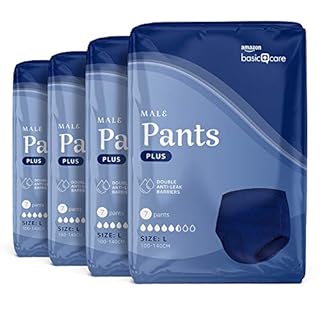 Amazon Basic Care Men’s Pants Plus Large, 28 Count (4 Packs of 7), Blue