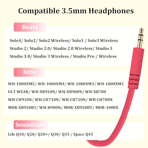 Cable de Audio Reemplazo Jack 3.5mm a Jack 3.5mm Rojo miniatura 2
