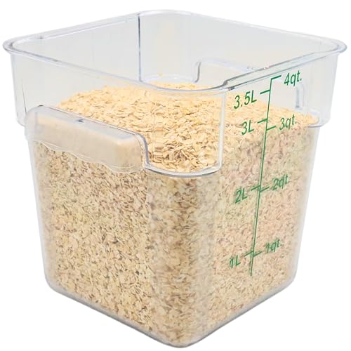 Image of FSE Square Food Container, 4 Quart, Polycarbonate, Reusable, Clear, NSF, (LID SOLD SEPARATELY)