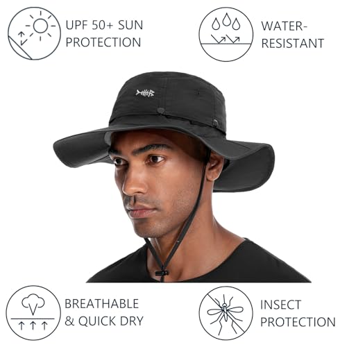 Image of BASSDASH UPF 50+ Mosquito Sun Hat with Hidden Head Net and Neck Flap for Men Women Outdoor Fishing Hiking Camping