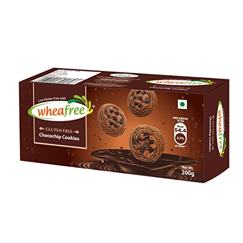 Image of Wheafree Gluten Free Chocochip Cookies 200g | Tasty Crunchy and Chocolate Flavoured Cookies with Chocochips | Best Tea Time Snacks | Nutritious |