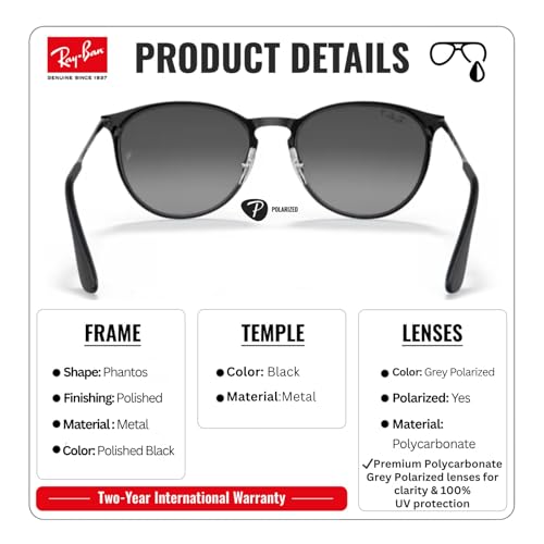Image of Ray-Ban RB3539 ERIKA METAL Phantos Shaped Sunglasses for Women with Official RAYBAN Eyewear Kit