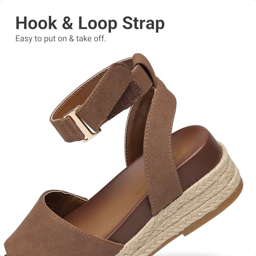 Image of DREAM PAIRS Girls Platform Wedge Open Toe Espadrille Sandals with Buckle Ankle Strap for Little Kid /Big Kid