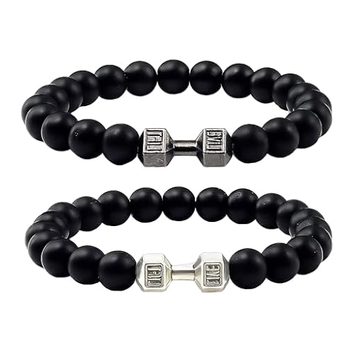 2 pares de pulseras mate, pulseras de perlas, pulseras de mancuernas, regalos de heavy metal, regalos de fitness para hombres y mujeres, pulseras de yoga, pulseras calmantes (negro) | Ya disponible en tu tienda friki favorita! En mundofriki.es!