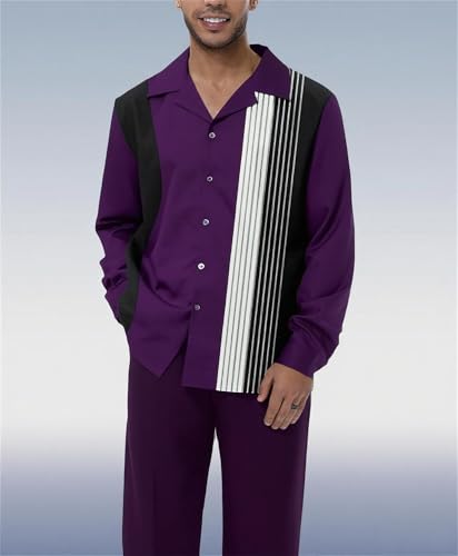 TIFIYA Men's Long Sleeve 2 Piece Dress Shirts Leisure Suits Button Down Loose Attire Walking Sets S-5XL2