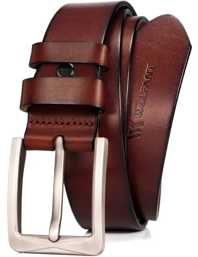 Image of WOLFANT 1.5 inch Full Grain Leather Belt for Men,100% Italian Solid Leather