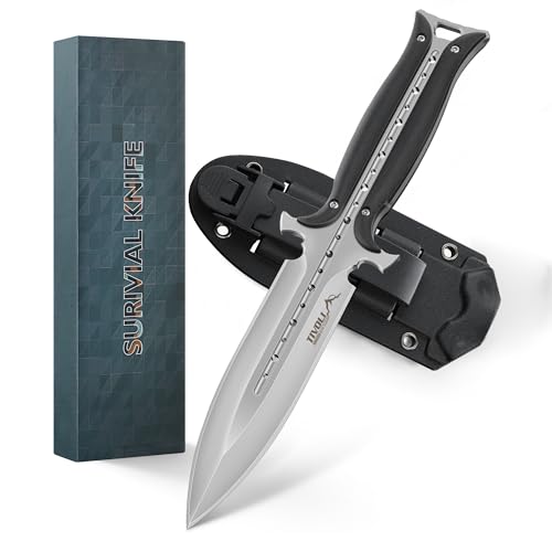 TIVOLI Outdoor Messer 440C Edelstahl Full Tang G10 Griff Schwarz – Ansicht 1