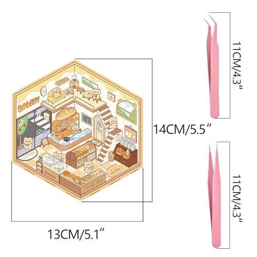 4 Sets DIY 3D Sticker Scene Isometric Miniature Room Stickers Therapy for Kids Adults, Cute Make Your Own House Stickers for Gifts, Paint by Sticker Restaurant Supermarket Bakery Fashion Store (A Set)