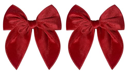 2 piezas de lazos de terciopelo para cabello rojo miniatura 1