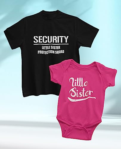 Tstars Funny Security Squad Big Brother Little Sister Matching Sibling Outfits Toddler Kids Tshirt & Baby Bodysuit Set4