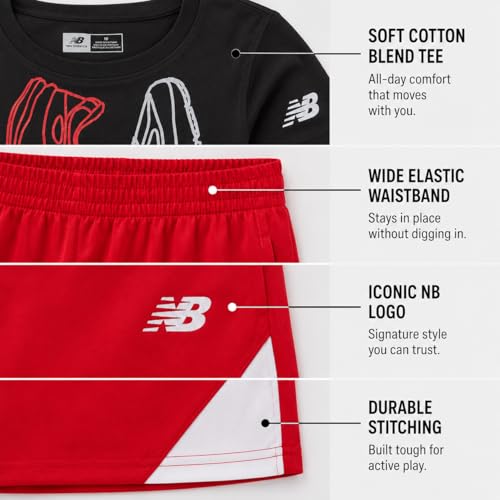 Image of New Balance Boys Athletic Shorts Set - 2 Piece Cotton Blend Jersey Shirt and Active Basketball Shorts for Boys