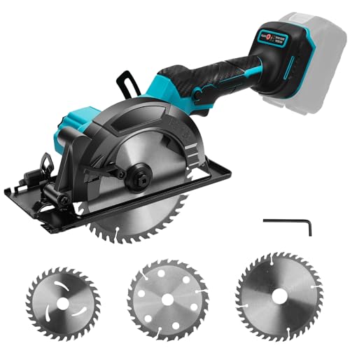 FormiPow Akku Handkreissäge, Bürstenlose Mini Kreissäge Kompatibel mit Makita, 5800RPM Tauchkreissäge Schnitttiefe 55mm, 0-45°, Mini Kreissäge für Holz, Plastik (ohne Akku, ohne Ladegerät)
