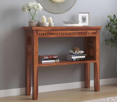 Image of Solid Sheesham Wood Console Table for Living Room Furniture | Hallway Enteryway Console for Home and Office | (Honey Finish-02)