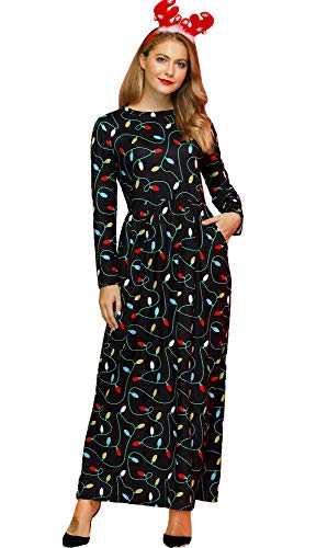 Women Christmas Long Sleeve Casual Holiday 3D Printed Dress Ugly