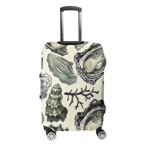 Oysters And Shells Elastic Luggage Cover Suitcase Protector for 19-32 Inch Suitcases | Universal Stretchable Travel Bag Cover | Anti-Scratch, Washable with Zipper Closure S4