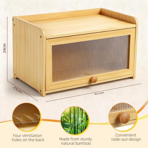 Panera de madera de bambú con ventilación para encimera de cocina 4