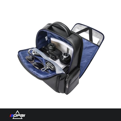 BOPai Genuine Leather Laptop Backpack Men for 15.6 inch Business Smart Professional Lightweight Backpack with USB Charging Office Commuter Computer Rucksack Executive Anti Theft Black3