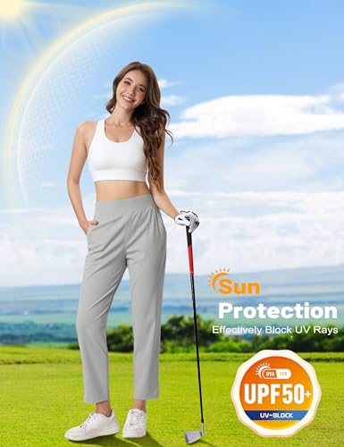 MAGCOMSEN Womens Golf Pants UPF 50+ High Waisted Stretch 7/8 Ankle Dress Work Casual Slack Summer Travel Pants 5 Pockets3