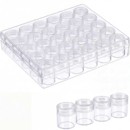 Image of Blulu 60 Bead Container Lidded Small Box, 1.15 x 1 Inch | Clear Plastic Jars for Diamond Painting Beads Jewelry Seeds Crafts, Organizer Case with Screw Top Lids