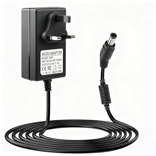 24V 3A Power LED Supply 72W 100V-240V AC to DC 24V Power Supply Adapter for LED Strips Low Voltage Transformer Power Supply Adapter for CCTV Camera Cisco Router UK Plug Black