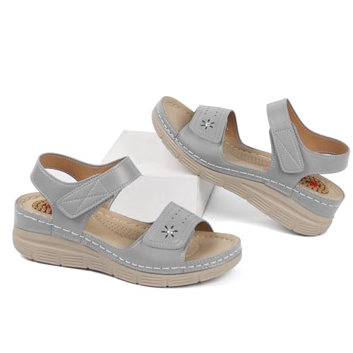 Image of JABASIC Women Comfortable Sandals Orthotic Walking Sandals Orthopedic Arch Support Sandals